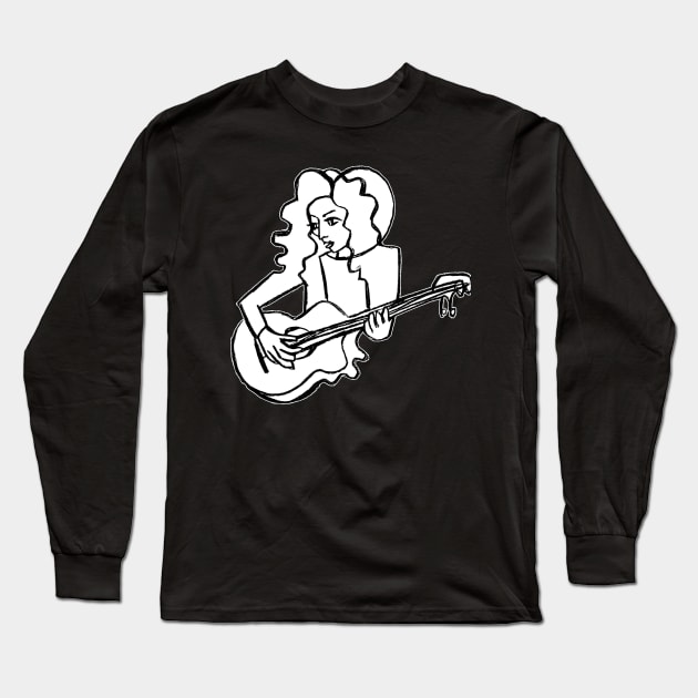 Female Guitarist, Girl Band Long Sleeve T-Shirt by badlydrawnbabe